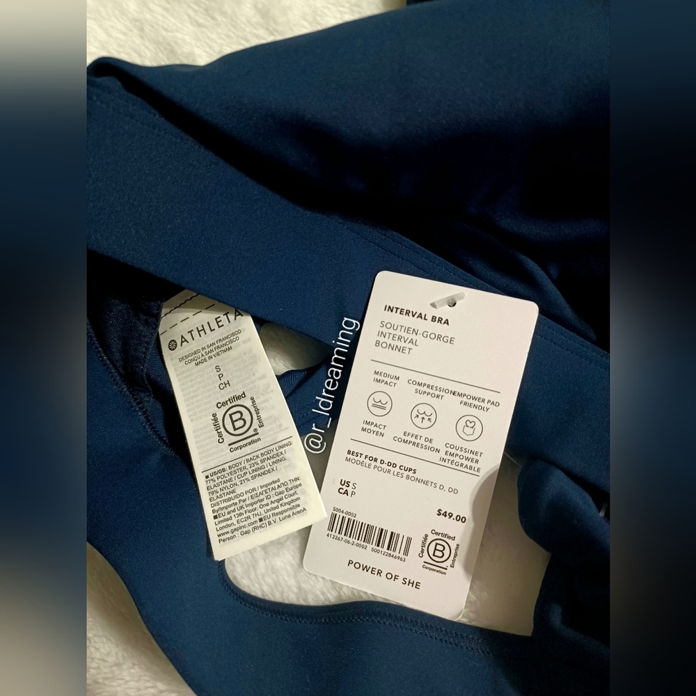 NWT Athleta Interval Sports Bra D-DD Size Small In Navy - Picture 4 of 8